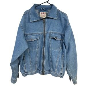 Vintage 80s 90s Denim Jacket XL Hong Kong Made Workwear Light‎ Wash Grunge